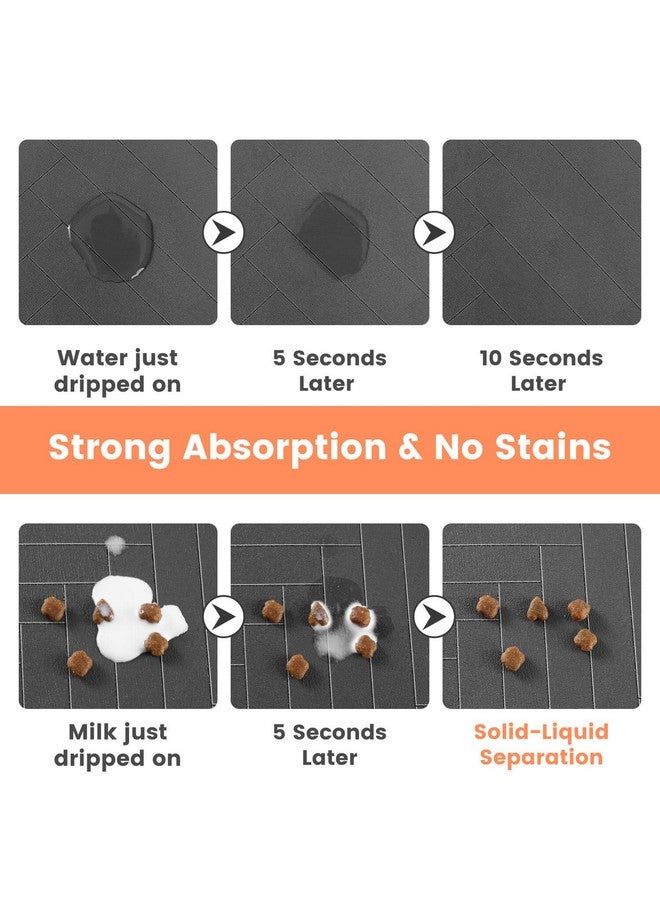 DK177 Pet Feeding MatAbsorbent Pet Placemat For Food And Water Bowl, With Waterproof Rubber Backing, Quick Dry Water Dispenser Mat For Dog And Cat (12"X20", Striped Dark Gray) - Image 2