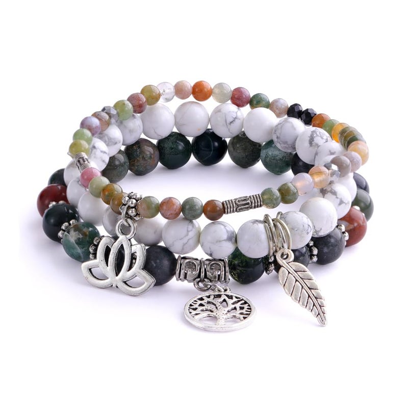 UEUC Tree of Life Yoga Healing Stone Bracelets,Multilayer Lotus Chakra Stone Reiki Bracelet Sets,Anxiety Crystal Natural Stone,for Women Stress Relief - Image 1