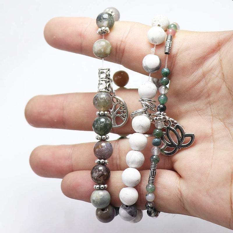 UEUC Tree of Life Yoga Healing Stone Bracelets,Multilayer Lotus Chakra Stone Reiki Bracelet Sets,Anxiety Crystal Natural Stone,for Women Stress Relief - Image 4