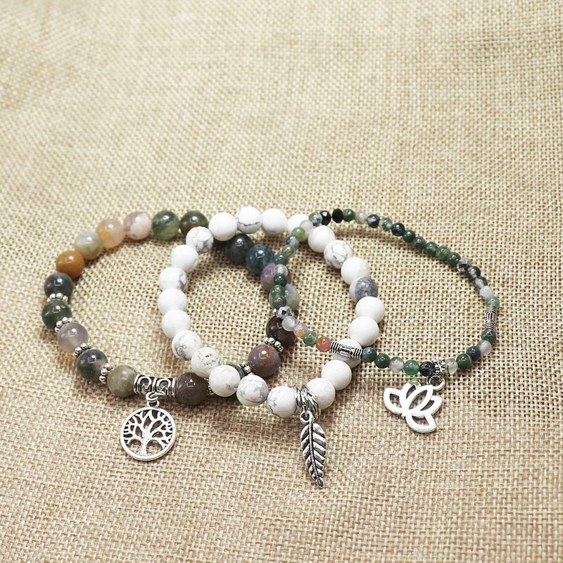 UEUC Tree of Life Yoga Healing Stone Bracelets,Multilayer Lotus Chakra Stone Reiki Bracelet Sets,Anxiety Crystal Natural Stone,for Women Stress Relief - Image 3