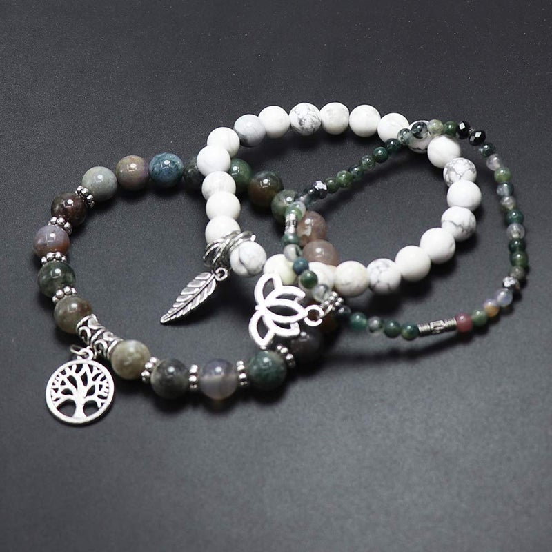 UEUC Tree of Life Yoga Healing Stone Bracelets,Multilayer Lotus Chakra Stone Reiki Bracelet Sets,Anxiety Crystal Natural Stone,for Women Stress Relief - Image 2