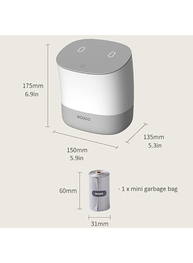 إيكوكو سلة مهملات صغيرة مع غطاء قابل للضغط وكيس قمامة، سلة مهملات مكتبية لطيفة مع جزء داخلي قابل للإزالة، سلة مهملات متسخة للمطبخ/الحمام/غرفة المسحوق/غرفة النوم/غرفة الحرف/المكتب - متعددة الألوان - Image 3
