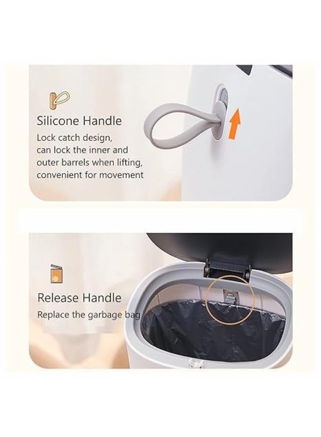 إيكوكو سلة مهملات صغيرة مع غطاء قابل للضغط وكيس قمامة، سلة مهملات مكتبية لطيفة مع جزء داخلي قابل للإزالة، سلة مهملات متسخة للمطبخ/الحمام/غرفة المسحوق/غرفة النوم/غرفة الحرف/المكتب - متعددة الألوان - Image 4