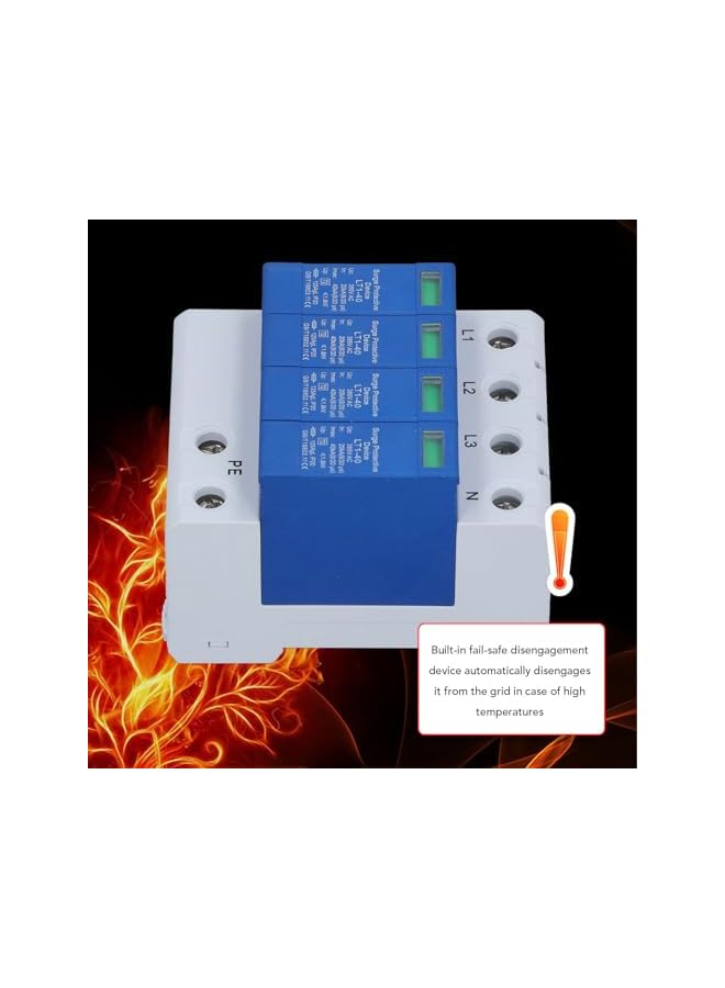 PROMASS Surges Arrester Device, 4P AC Photovoltaic Lighting Protector Low Voltage Arrester Whole House Surges Protector for Home Commercial Lighting, Rail Mount - Image 4