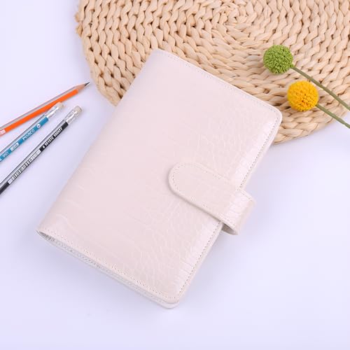 eleger A6 6 Ring Budget Binder - Crocodile Pattern Leather Notebook Binder, Small Refillable Planner Cover with Magnetic Buckle, Blue - Image 3