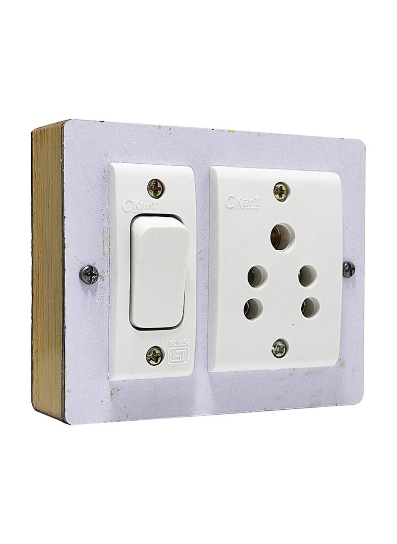 SKYWELL - Skywell Wooden Material Portable Electric Switch Board Spy Guard Extension Board 1 Switch1 Plug 5meter Wire with 1 Attached 3 Pin Power Plug - Image 1