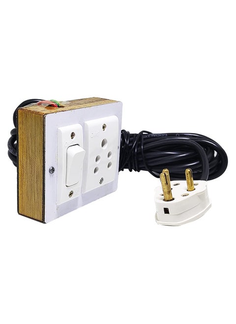 Skywell Wooden Material Portable Electric Switch Board Spy Guard Extension Board 1 Switch1 Plug 5meter Wire with 1 Attached 3 Pin Power Plug