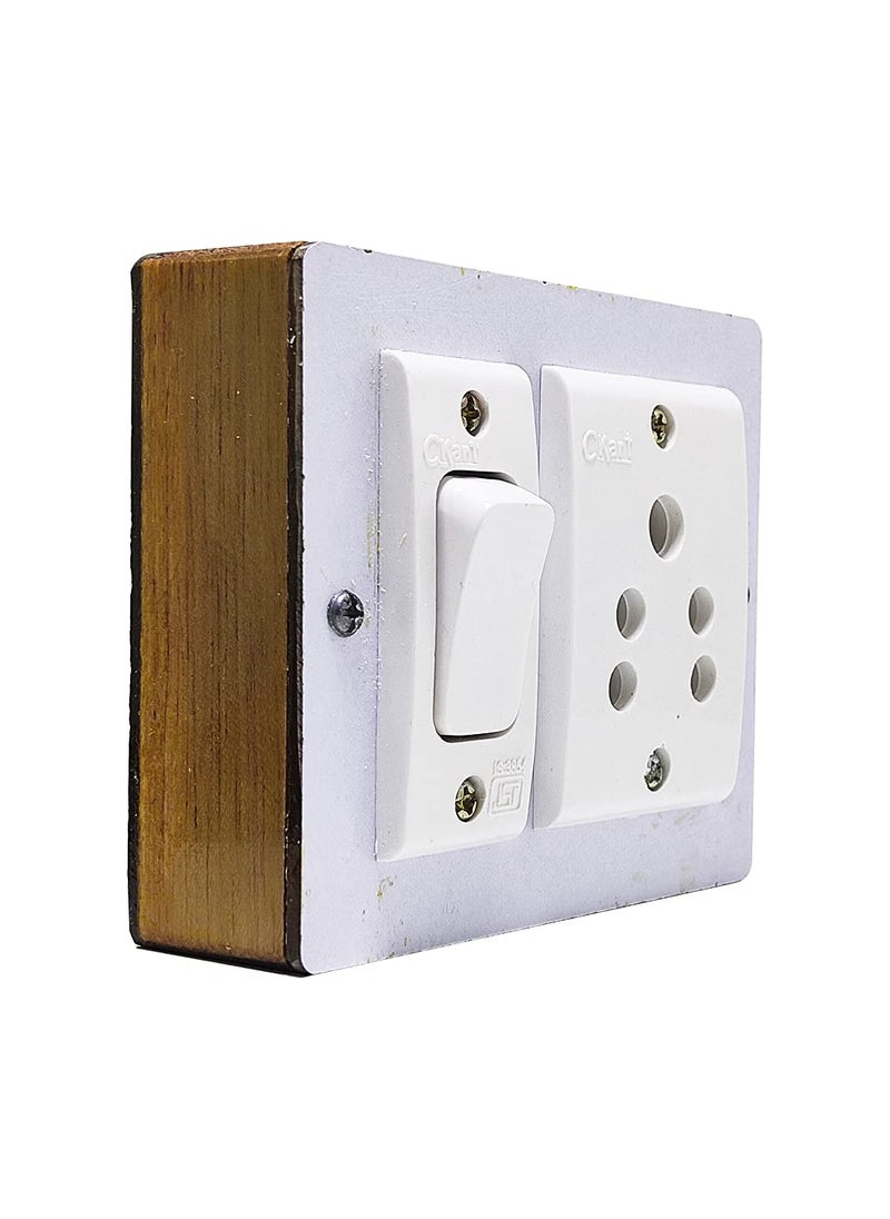 SKYWELL - Skywell Wooden Material Portable Electric Switch Board Spy Guard Extension Board 1 Switch1 Plug 5meter Wire with 1 Attached 3 Pin Power Plug - Image 1