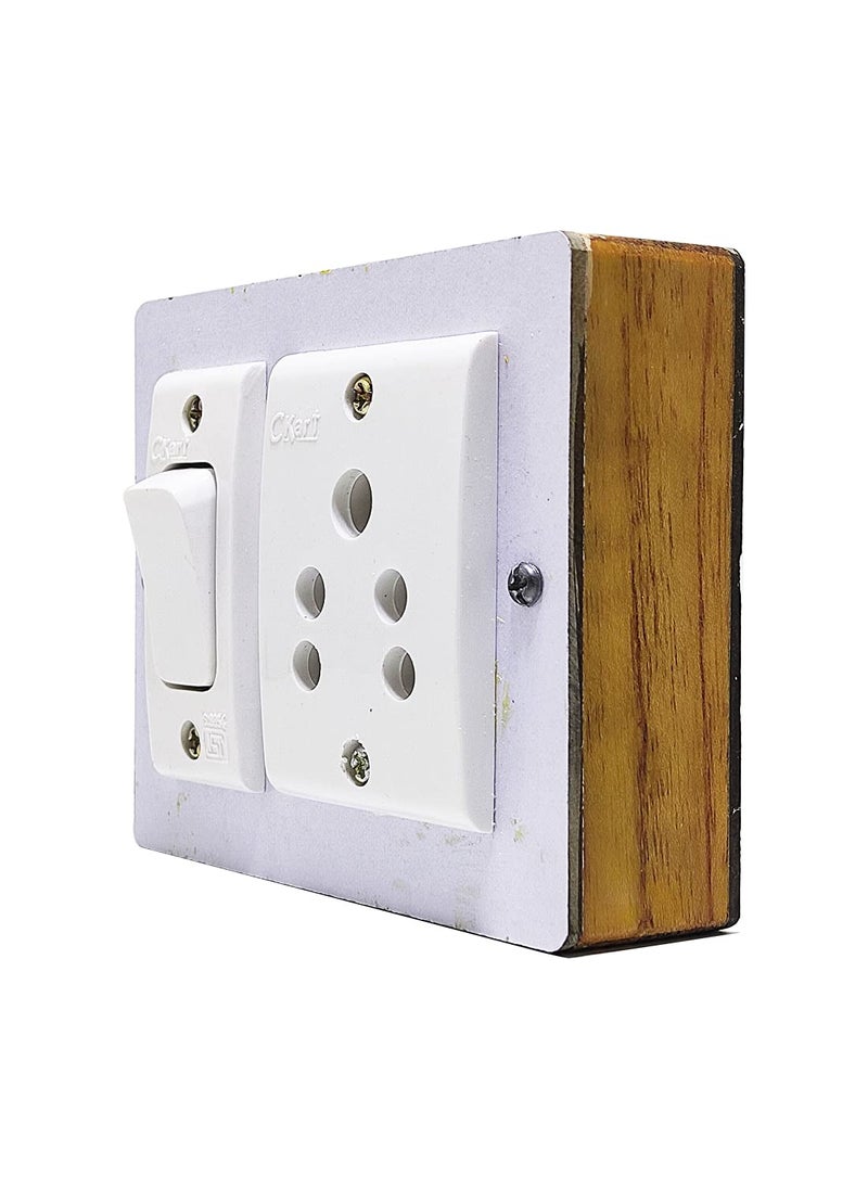 SKYWELL - Skywell Wooden Material Portable Electric Switch Board Spy Guard Extension Board 1 Switch1 Plug 5meter Wire with 1 Attached 3 Pin Power Plug - Image 1