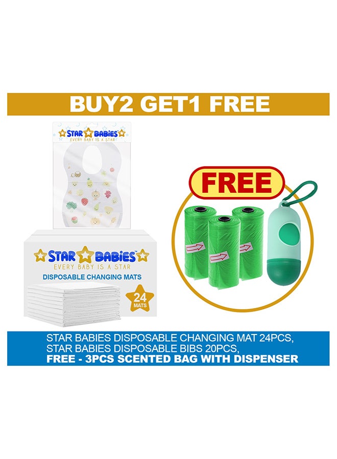 STAR BABiES 24 - Pieces Changing mat/20 - Pieces Bibs With Dispenser - Image 2