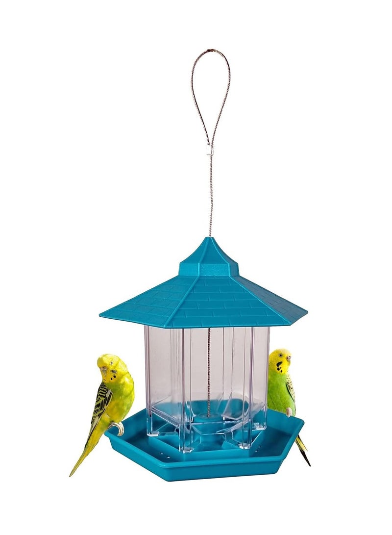 NNC PETS Bird feeder, Durable hanging plastic bird feeder with Hanging rope, Automatic food dispenser, Suitable for Hummingbirds and Other small birds, Outdoor garden & Yard decor 17 cm (Blue) - Image 1