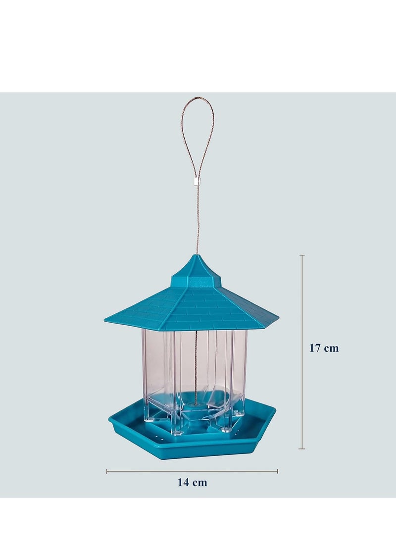 NNC PETS Bird feeder, Durable hanging plastic bird feeder with Hanging rope, Automatic food dispenser, Suitable for Hummingbirds and Other small birds, Outdoor garden & Yard decor 17 cm (Blue) - Image 2