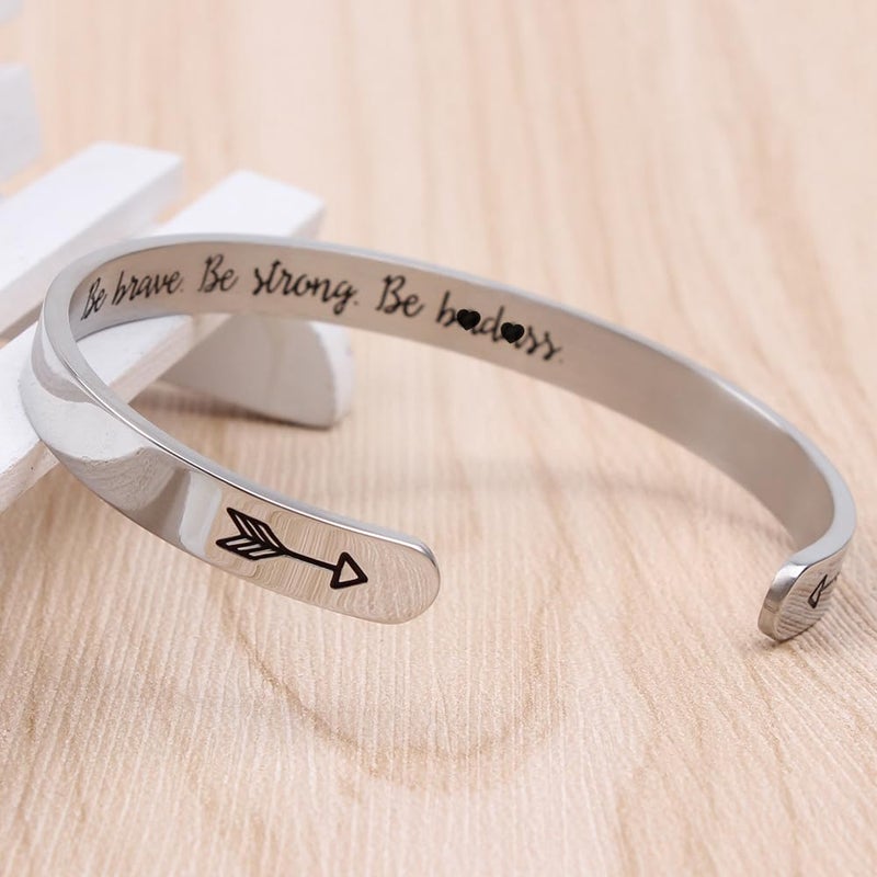 Btysun Inspirational Bracelets for Women Friend Bracelets Cuff Bangle Personalized Mantra Quotes Engraved Jewelry Women Gifts for Christmas - Image 4