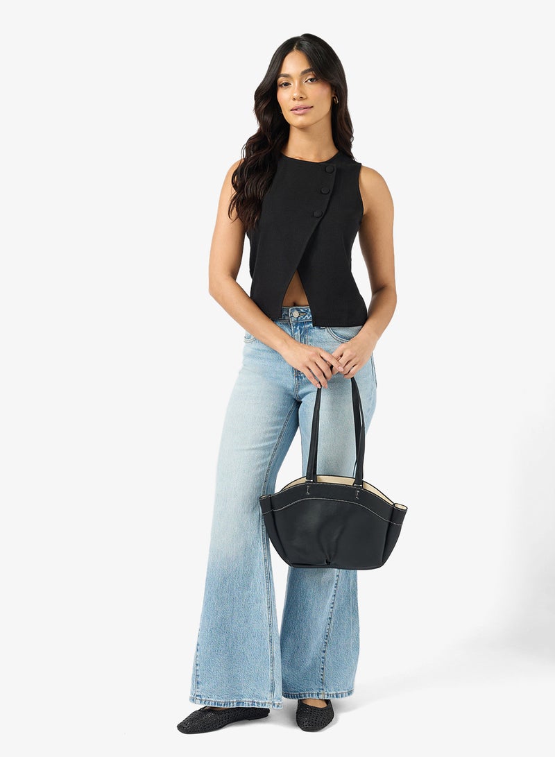 VERO MODA Vmdafne Button Detail Sleeveless Waist Coat Top - Image 4