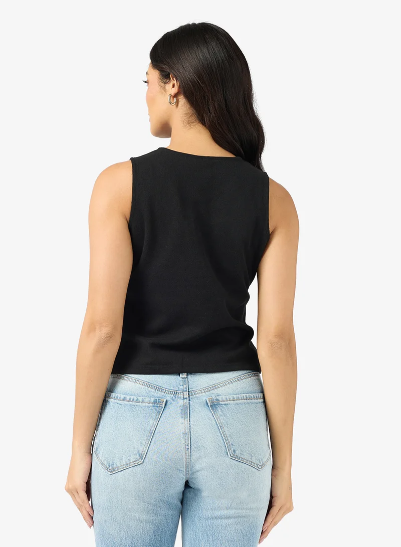 VERO MODA Vmdafne Button Detail Sleeveless Waist Coat Top