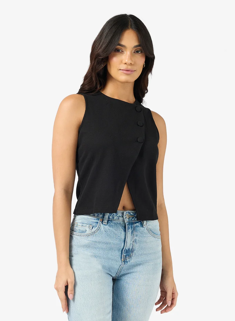 VERO MODA Vmdafne Button Detail Sleeveless Waist Coat Top