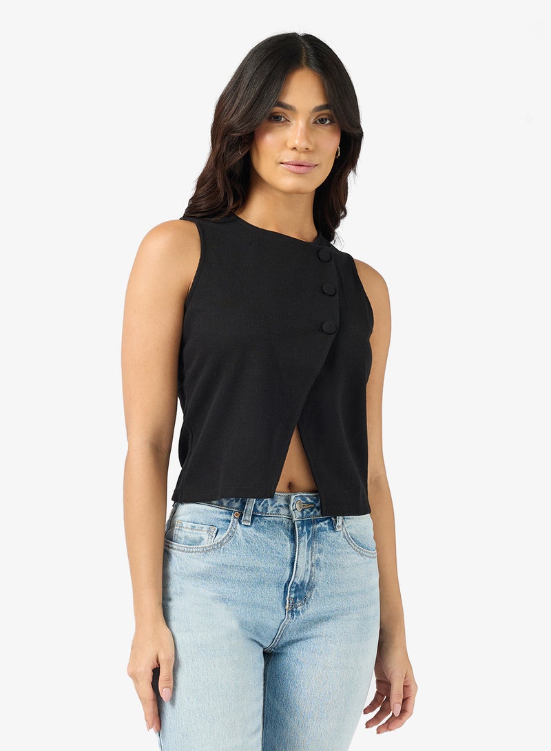 VERO MODA Vmdafne Button Detail Sleeveless Waist Coat Top - Image 1