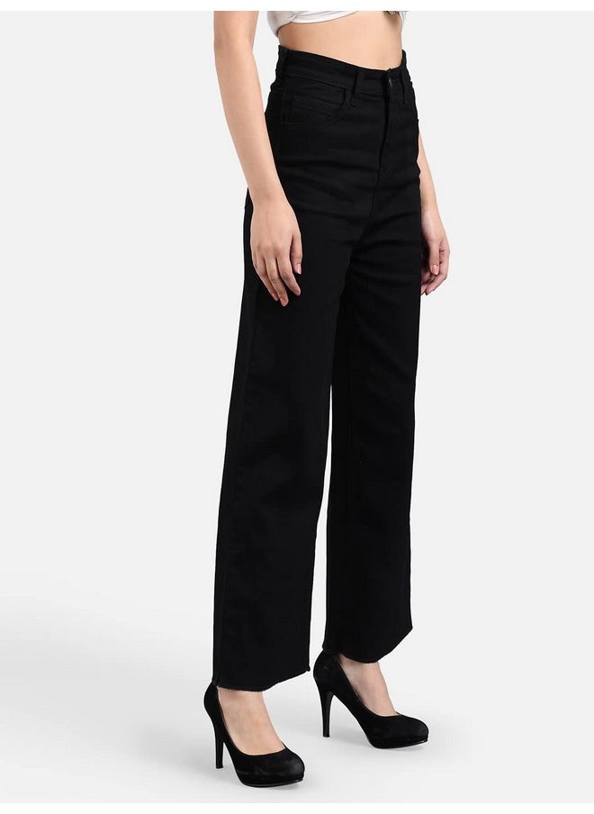 Kotty KOTTY Women High Rise Cotton Lycra Fleard fit Solid Jeans Jet Black  - Image 2