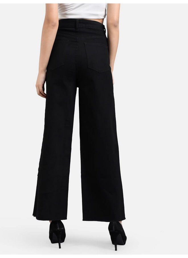 Kotty KOTTY Women High Rise Cotton Lycra Fleard fit Solid Jeans Jet Black  - Image 3