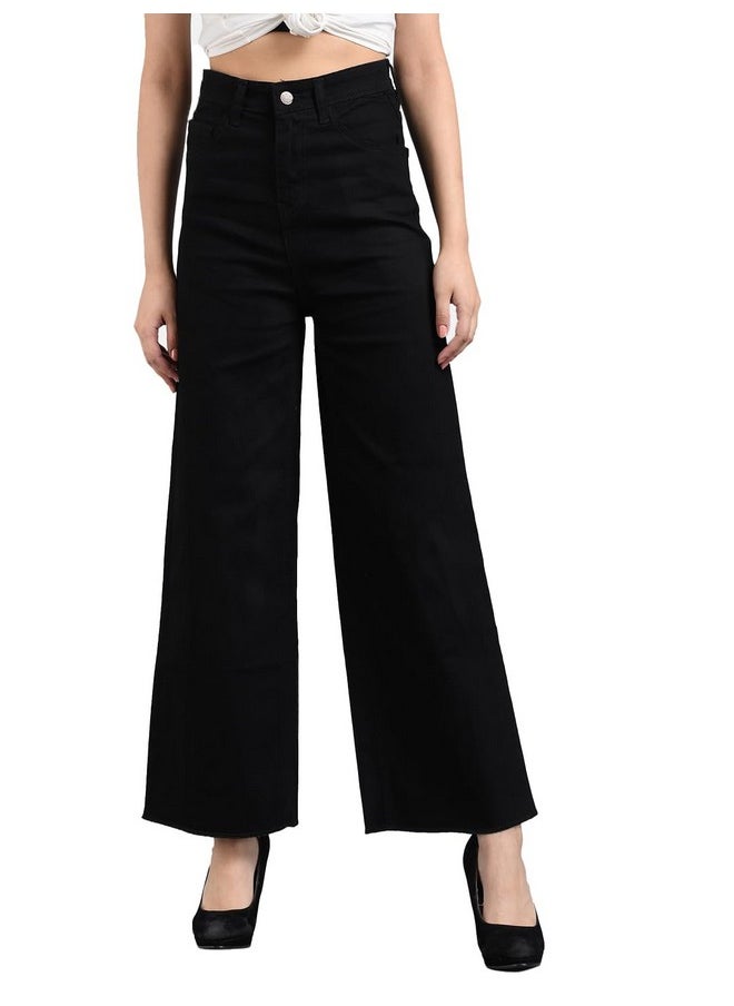 Kotty KOTTY Women High Rise Cotton Lycra Fleard fit Solid Jeans Jet Black  - Image 1