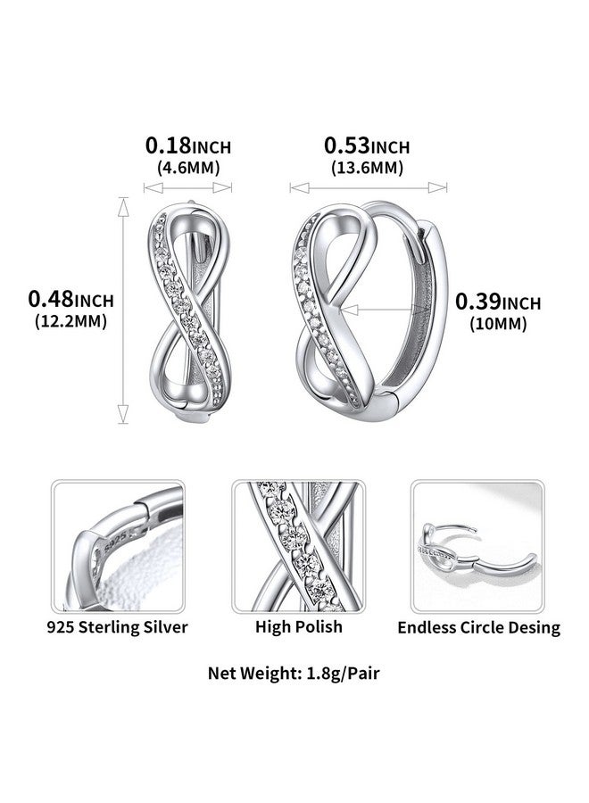 ChicSilver Infinity Huggie Hoop Earrings For Women 925 Sterling Silver Cubic Zirconia Small Hoop Earrings For Women - Image 4