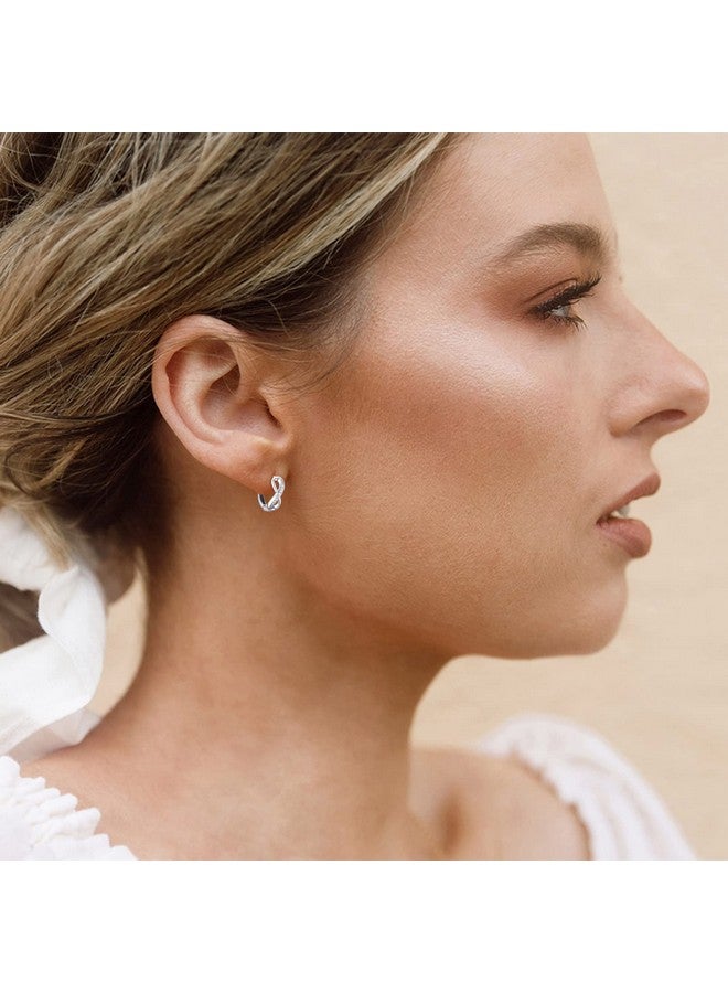 ChicSilver Infinity Huggie Hoop Earrings For Women 925 Sterling Silver Cubic Zirconia Small Hoop Earrings For Women - Image 1