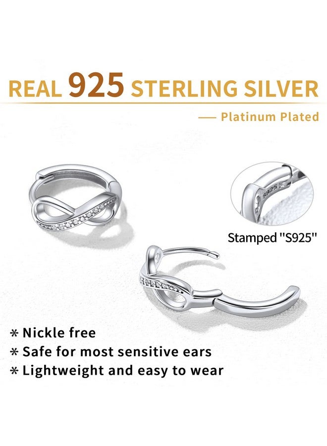 ChicSilver Infinity Huggie Hoop Earrings For Women 925 Sterling Silver Cubic Zirconia Small Hoop Earrings For Women - Image 2