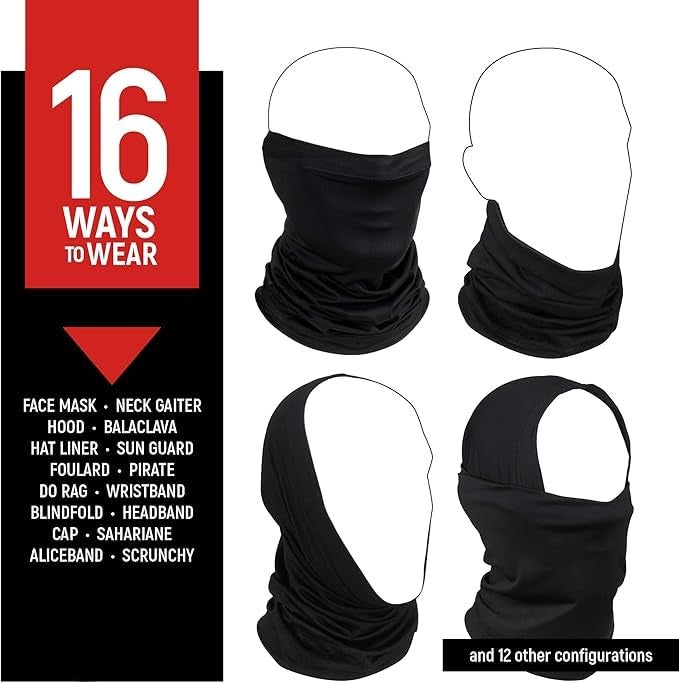 ZIBELL Neck Gaiter Face Mask, Black Breathable Bandana, Sun Protection Multipurpose Headband (1) - Image 3