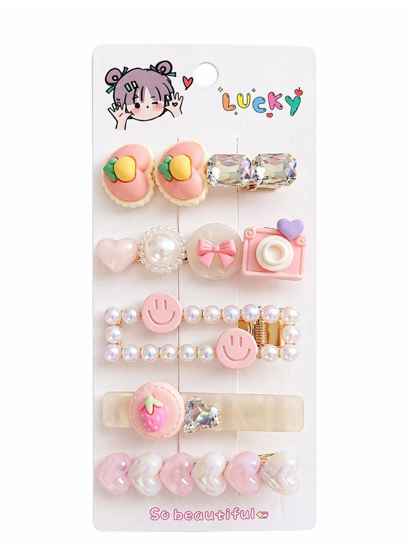 5-Piece Gold Hair Clips Set – Elegant Metal Bobby Pins / Pink - Image 2
