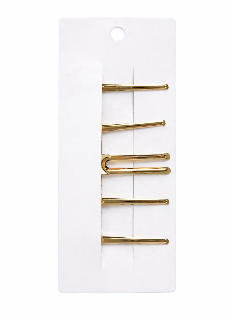 5-Piece Gold Hair Clips Set – Elegant Metal Bobby Pins / Pink - Image 3