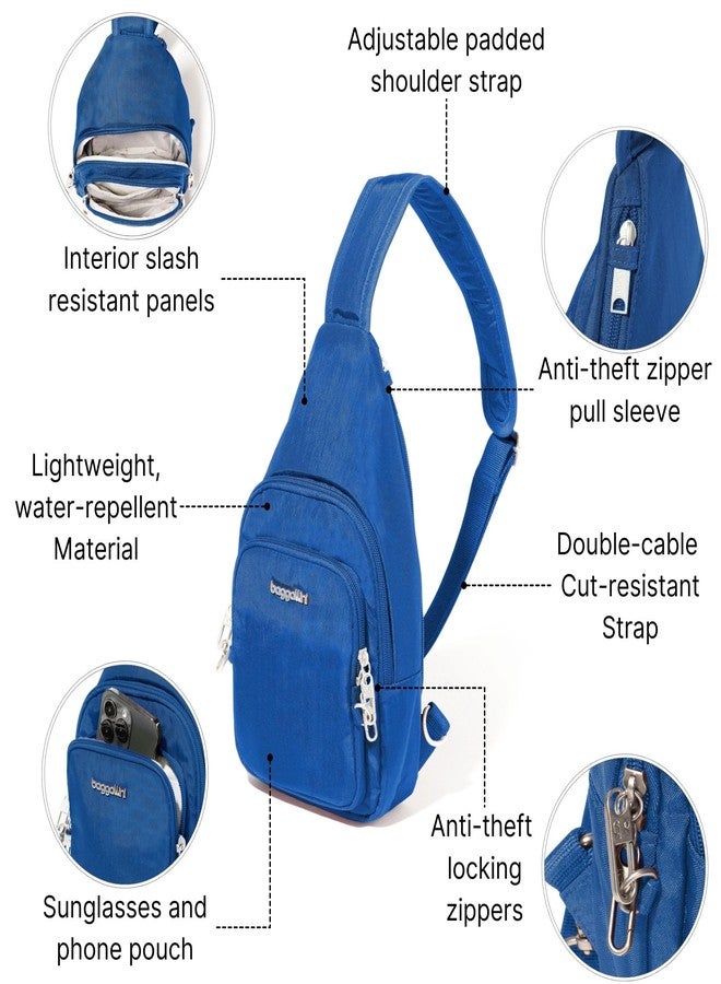Baggallini Anti-Theft Daytripper Sling 7x12 Crossbody Travel Safe Bag W/Securtex Locking Zippers, Slash-Resistant & RFID, Lapis, One size - Image 4