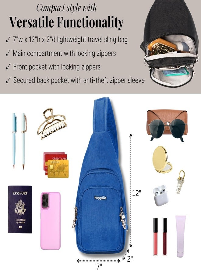 Baggallini Anti-Theft Daytripper Sling 7x12 Crossbody Travel Safe Bag W/Securtex Locking Zippers, Slash-Resistant & RFID, Lapis, One size - Image 5