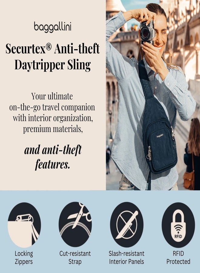Baggallini Anti-Theft Daytripper Sling 7x12 Crossbody Travel Safe Bag W/Securtex Locking Zippers, Slash-Resistant & RFID, Lapis, One size - Image 3