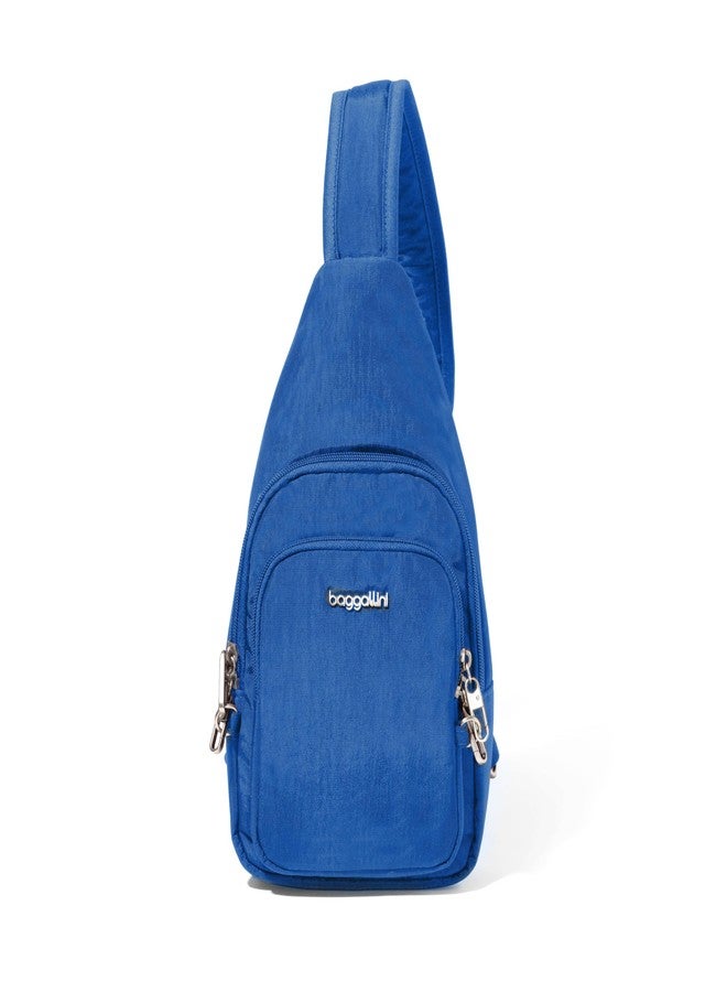 Baggallini Anti-Theft Daytripper Sling 7x12 Crossbody Travel Safe Bag W/Securtex Locking Zippers, Slash-Resistant & RFID, Lapis, One size - Image 1