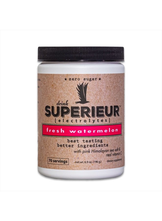 Superieur - Electrolytes – Plant Based Electrolyte Supplement w/Sea Minerals for Hydration & Recovery – Keto Friendly, Non-GMO, Zero Sugar, Vegan Healthy Sports Drink Powder – Watermelon (70 Servings) - Image 1