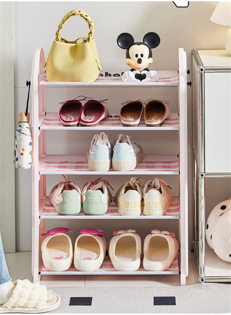 5 Tier Shoe Rack, Free Standing Shoe Storage Organizer with Dustproof Cover, Portable Shoe Cabinet Storage Shelf for Entryway & Closet, 54*28*78cm (Pink) - Image 2