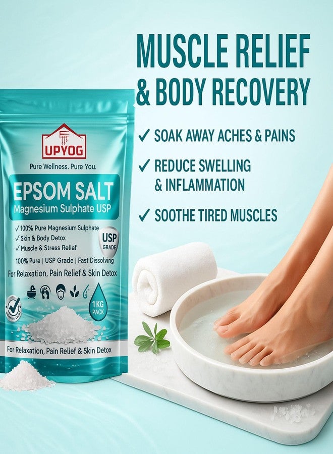 UPYOG Epsom Salt Ancient Minerals Magnesium Bath Flakes | Natural Alternative to Epsom Salt | Pure Magnesium Sulphate Crystals for Relaxation, Stress Relief & Muscle Recovery | 1 kg Pack - Image 4