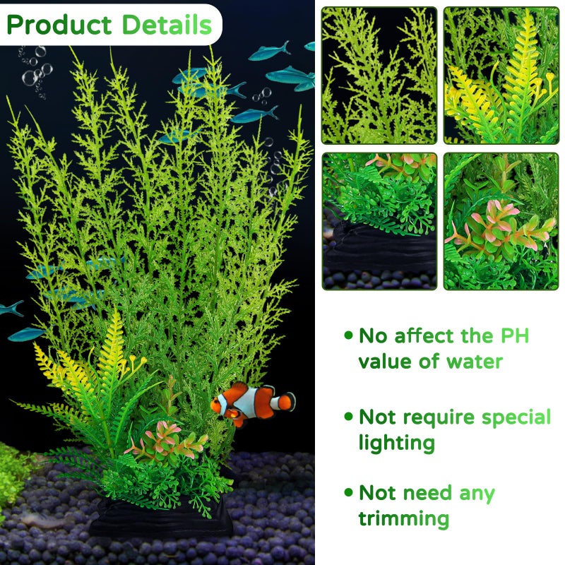 QUOZUO Fish Tank Accessories Large Plants, Green Fish Tank Decorations, Aquarium Decor Plastic Plants 3pcs - Image 4