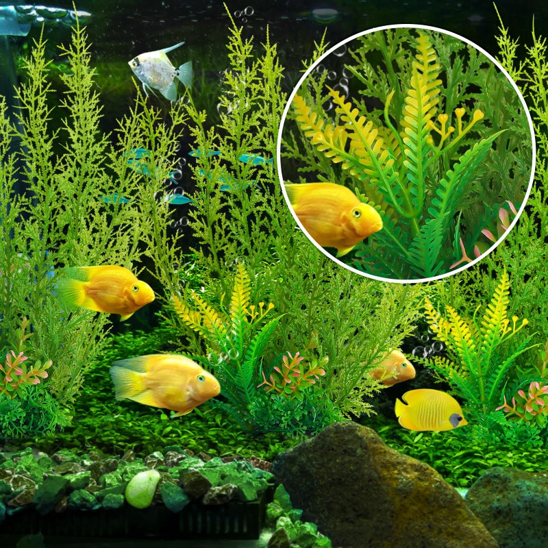 QUOZUO Fish Tank Accessories Large Plants, Green Fish Tank Decorations, Aquarium Decor Plastic Plants 3pcs - Image 5