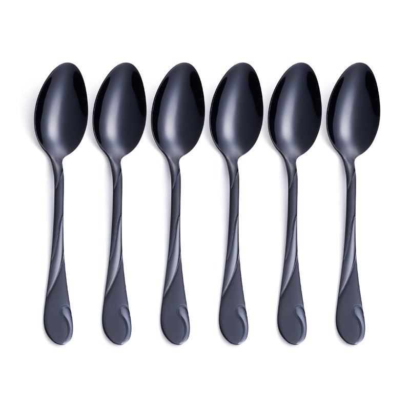 Black Dessert Spoon Set Seeshine 65inch Stainless Steel Shiny Black Teaspoon Espresso Coffee Spoon Set of 6