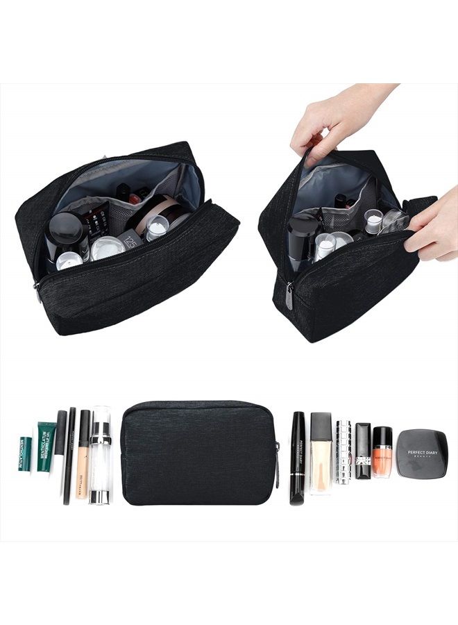 E-Tree 9.8 inch Canvas Zippered Cosmetic Travel Bag, Makeup Carrying Case, Mini Packing Cube, Compliant Bag, Toiletry Carry Pouch Small Organizer, Black - Image 4