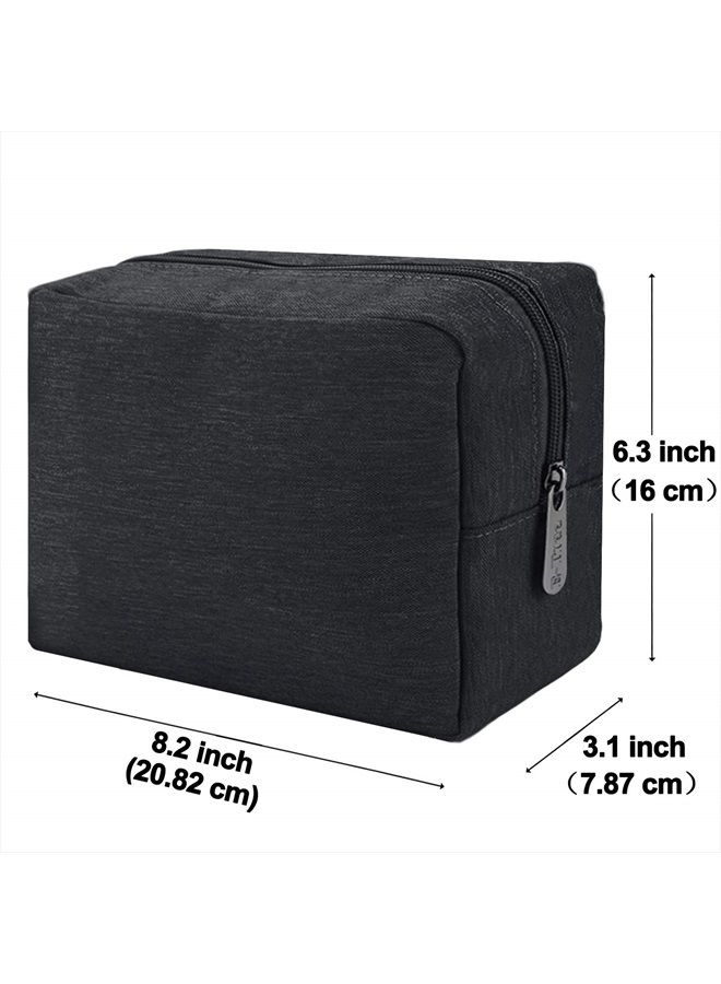E-Tree 9.8 inch Canvas Zippered Cosmetic Travel Bag, Makeup Carrying Case, Mini Packing Cube, Compliant Bag, Toiletry Carry Pouch Small Organizer, Black - Image 3