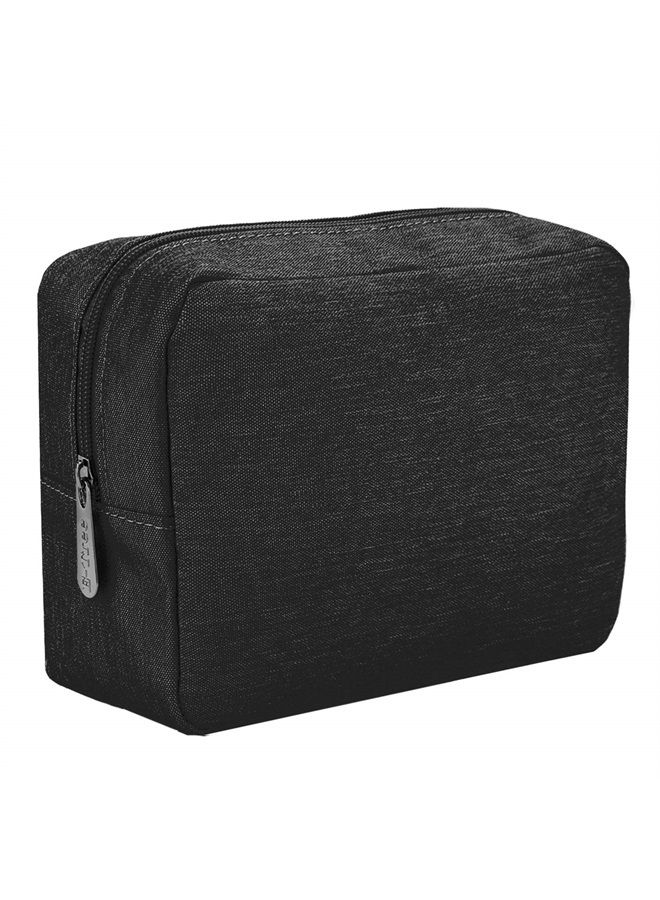 E-Tree 9.8 inch Canvas Zippered Cosmetic Travel Bag, Makeup Carrying Case, Mini Packing Cube, Compliant Bag, Toiletry Carry Pouch Small Organizer, Black - Image 1