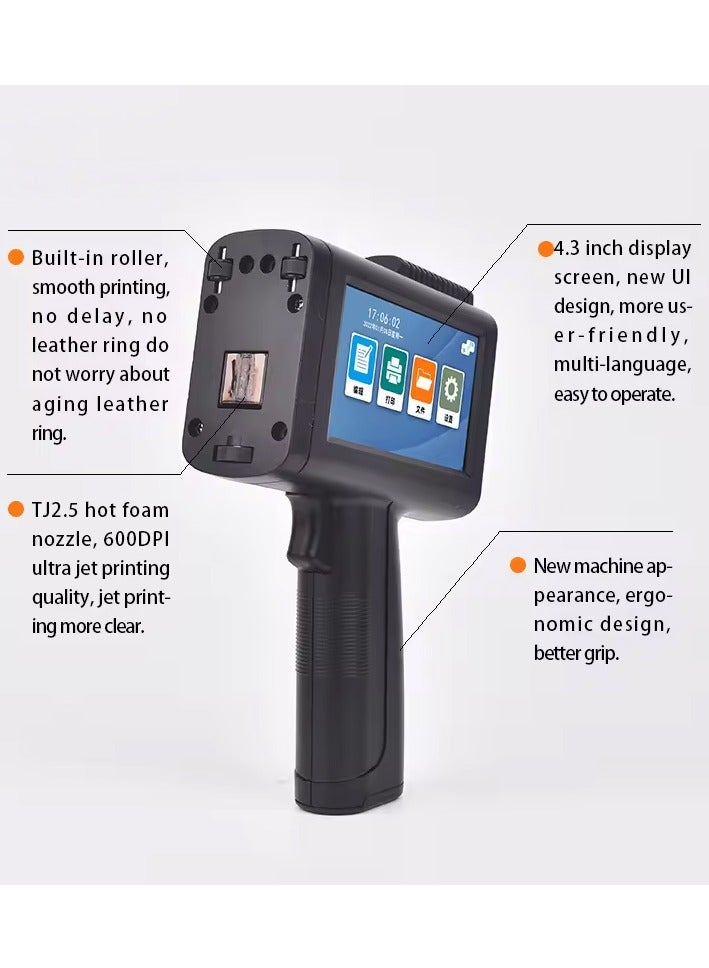 ديمين طابعة نافثة للحبر المحمولة الذكية M10 مع تصميم واجهة مستخدم جديدة بحجم 4.3 بوصة، آلة ترميز نافثة للحبر سريعة الجفاف لإنتاج رموز QR، باركود، تاريخ، وقت، شعار، ورقم دفعة بدقة 600 نقطة في البوصة. - Image 2