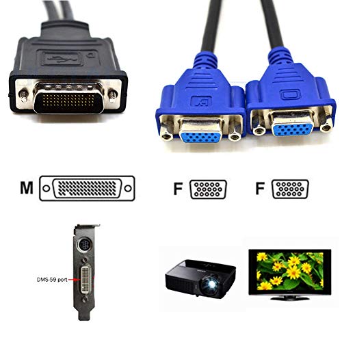 Blacell DMS-59 Pin Male to Dual VGA Female Y Splitter Video Card Adapter Cable - Image 2