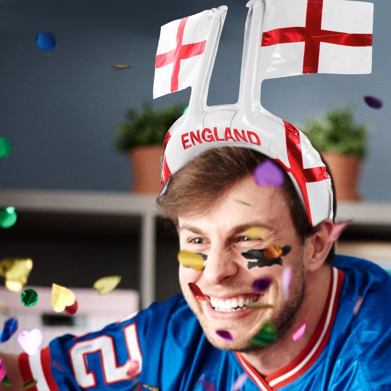 50pcs Football Themed Headbands Inflatable Party Headbands Flag-design Headdress - Image 3
