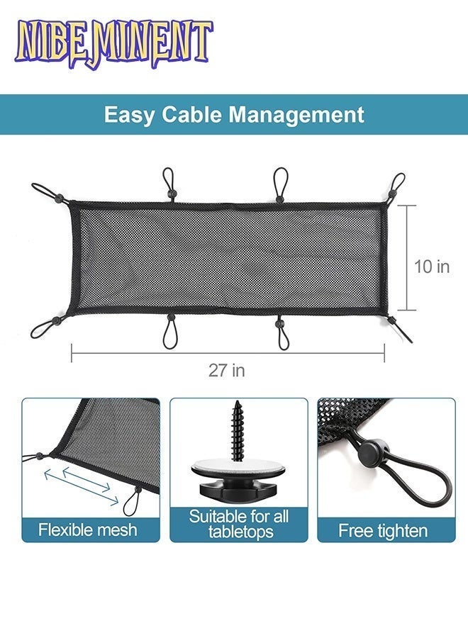NIBEMINENT Under Desk Cable Management Net, 29PCS Under Table Cord Management Mesh Organizer Flexible Wire Hiders, Extra Large Capacity Wire Management Kit Under Desk, Fits Most Tables - Image 4
