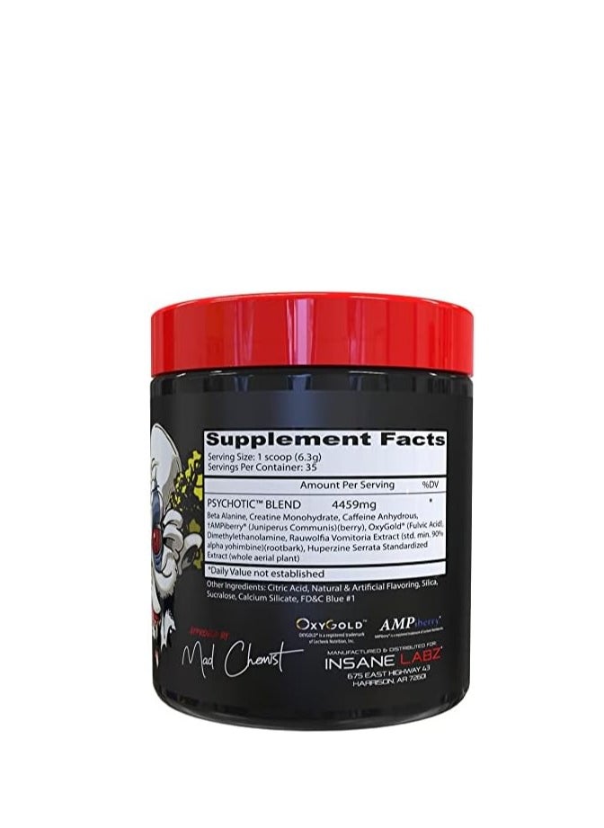 Insane labz Insane Labz Psychotic, High Stimulant Pre Workout Powder, Extreme Lasting Energy, Focus and Endurance with Beta Alanine, Creatine Monohydrate DMAE, 35 Srvgs (Blue Raspberry)  - Image 2