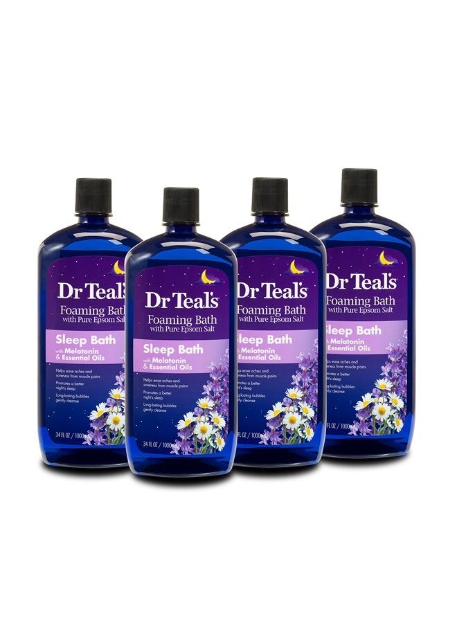 Dr Teal's Foaming Bath with Pure Epsom Salt, Melatonin Sleep Soak with Essential Oil Blend, 34 fl oz (Pack of 4) - Image 1