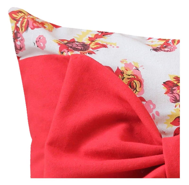 Dekor World 2 Piece Cotton Printed Tie Villa Collection Cushion Cover-for Living Room and Bedroom (Floral Red, Regular-40x40 cm) - Image 4